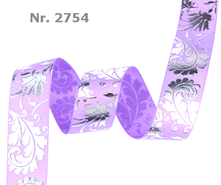 Ripsband Florale Silberranken 22 mm – Verschiedene Farben