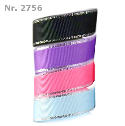 Ripsband mit Silberrand 22 mm – Blanko in verschiedenen Farben