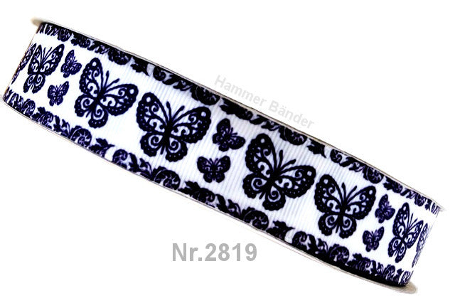 Black Butterfly Elegance Ripsband 22mm