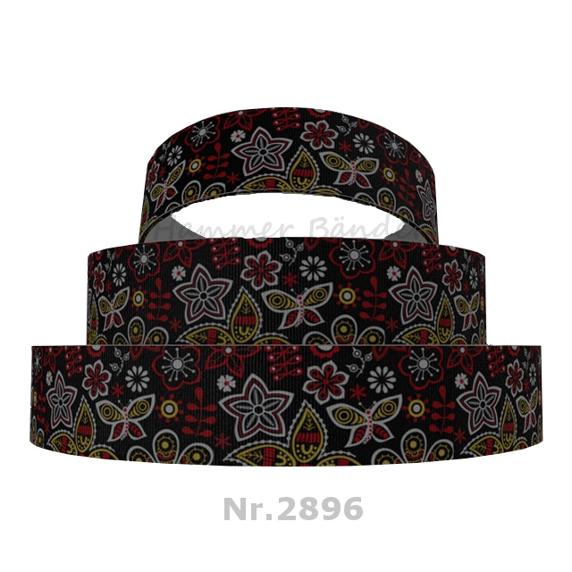 „Folkloric Butterfly – Kunstvolles Ripsband für farbenfrohe Akzente“ 22 mm