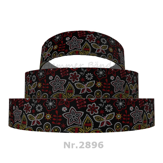 „Folkloric Butterfly – Kunstvolles Ripsband für farbenfrohe Akzente“ 22 mm