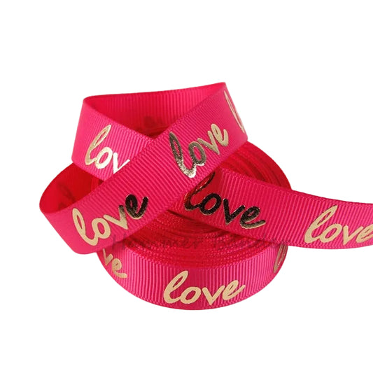 „Golden Love – Edles Ripsband mit glänzendem Herzschlag-Faktor“ verschiedene Farben 16 mm