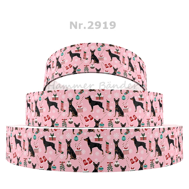 „Dobermann Winter Magic – Festliches Ripsband für stolze Weihnachtspfoten“