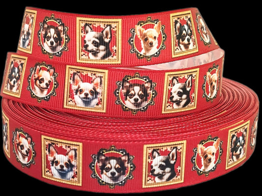 Elegante Chihuahua-Portraits – Exklusives bedrucktes Band 22mm