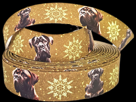 Süßer Boxer auf Grün – Exklusives bedrucktes Band 32mm