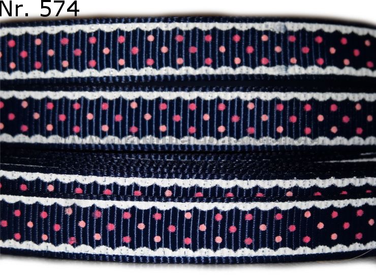 „Navy Dot Romance – Charmantes Pünktchen-Ripsband mit Häkelkante“ 16mm