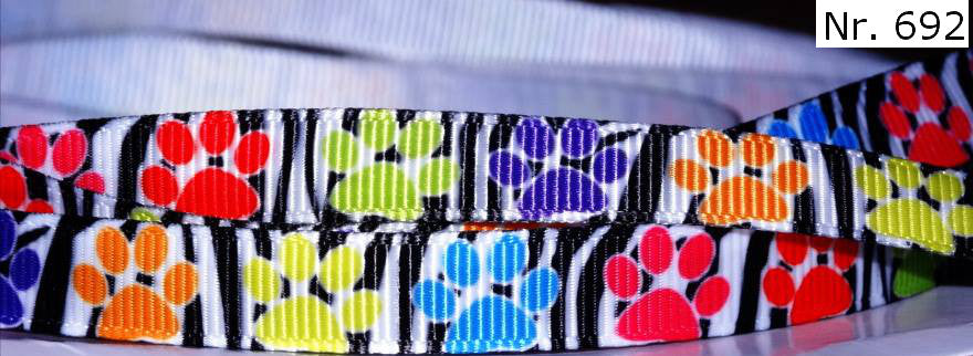 „Wild Rainbow – Farbenfrohes Zebra-Pfötchen-Ripsband“ 9mm