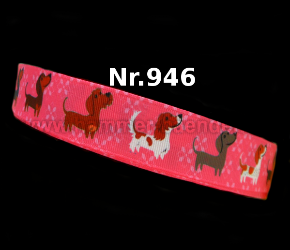 „Bunte Dackel-Parade“ – Teckel & Freunde – Ripsband 25 mm