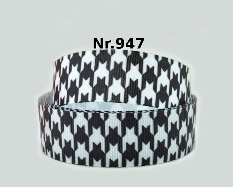 „Retro Pepita“ – Klassisches Hahnentritt-Muster – Ripsband 22 mm