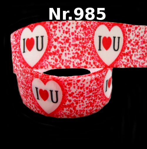 Ripsband "I Love You" Herz-Botschaft – Rot & Weiß