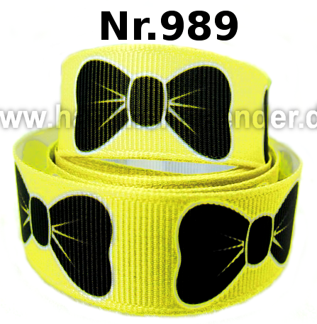 Grosgrain ribbon "Gentleman" bow tie & bow – Yellow/Black