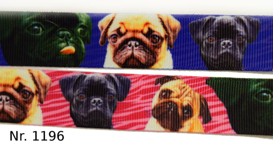 Exklusives Mops - Band mit Tigerstreifen – 22mm (Blau)