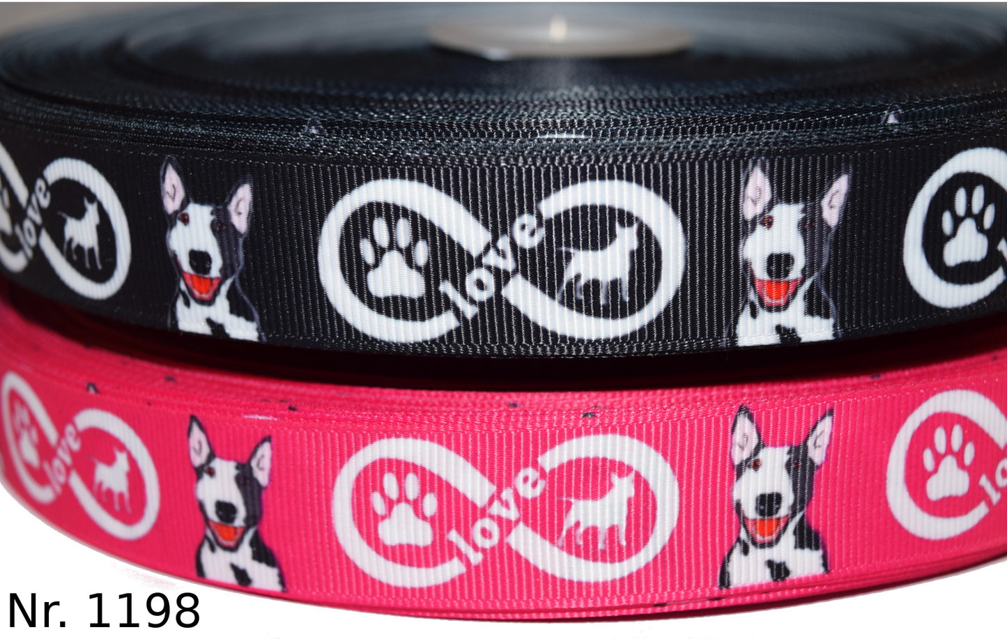 Exklusives Bullterrier Love -Band mit Unendlichkeitssymbol – 22mm (Pink)
