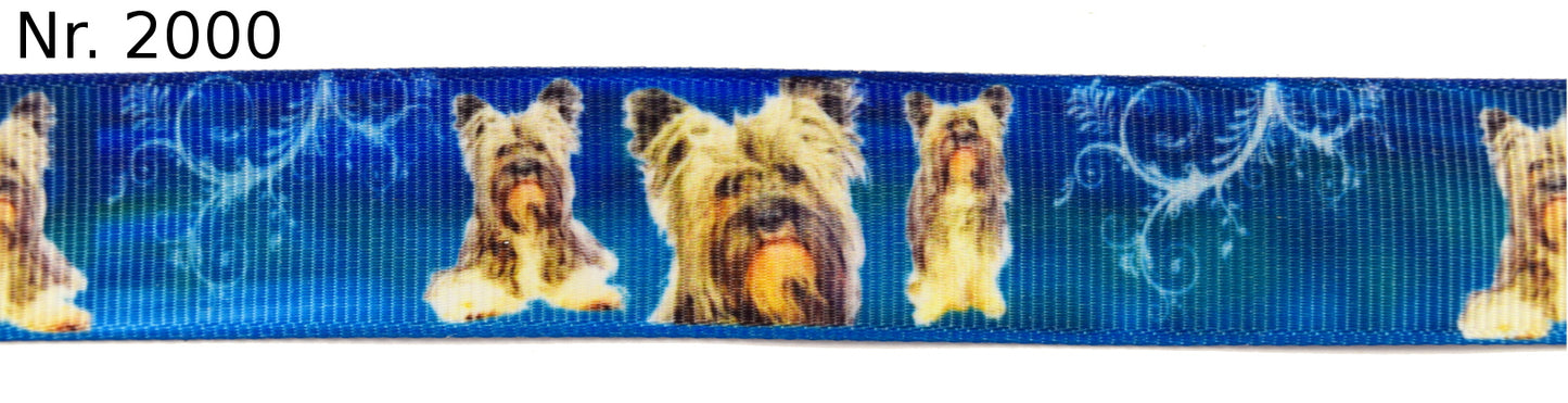 Exklusives Yorkshire Terrier -Band mit Ornamenten – 22mm