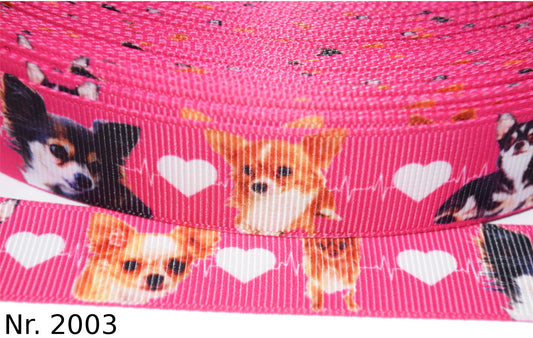Exklusives Chihuahua Lebenslinie -Band mit Herz – 22mm