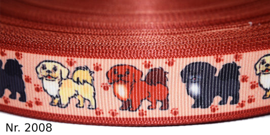 🐾 „Pekinese-Power im Comic-Look – Exklusives Ripsband mit süßen Fellnasen & Pfoten“ ✨