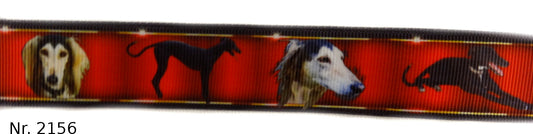 Exklusives Galgo - Band mit Rot-Schwarz - Gold-Design – 22mm