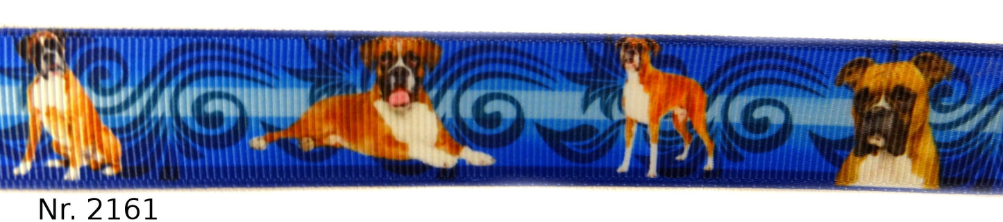 Exklusives Deutscher Boxer -Band mit Blauen Ornamenten – 22mm