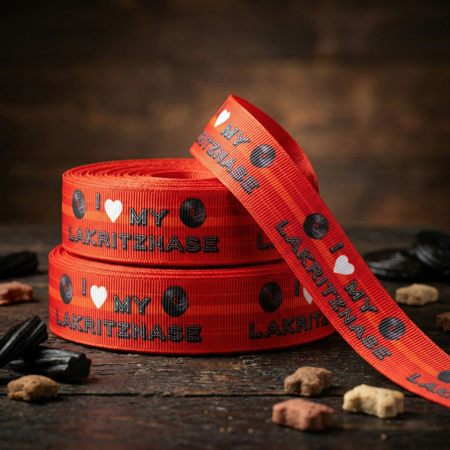 Exklusives I Love my Lakritznase - Band mit Lakritzschnecken – 22mm