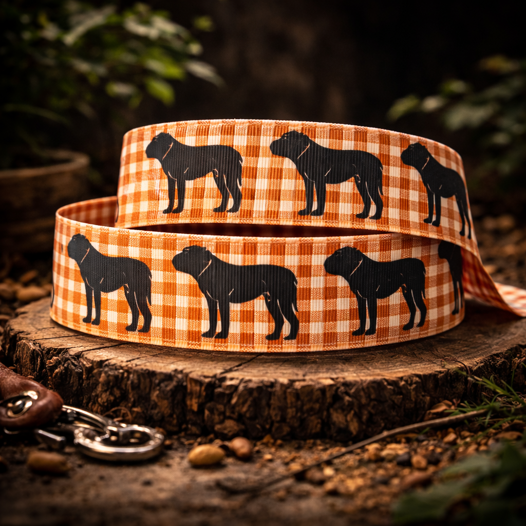 Exklusives Bulldoggen im Gittermuster-Stil -Band – 25mm