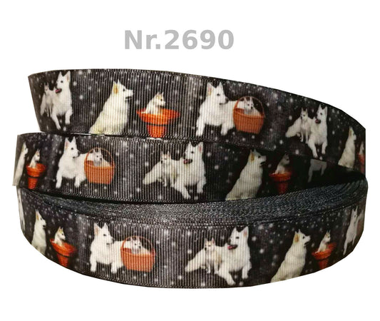 Exklusives Weißer Schäferhund & Welpen - Band mit Sternenhintergrund – 25mm