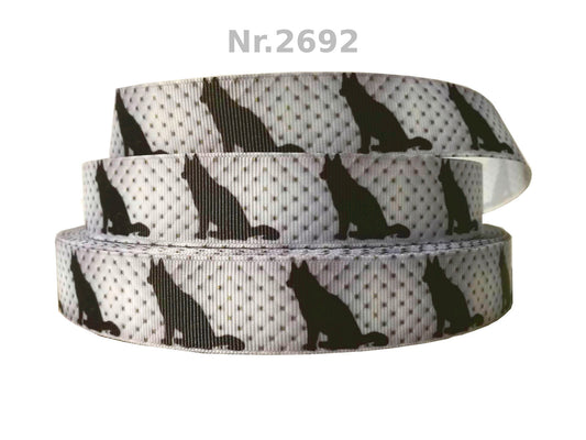 Exklusives Edle Schäferhund - Silhouetten - Band im Lederpolster - Look – 25mm