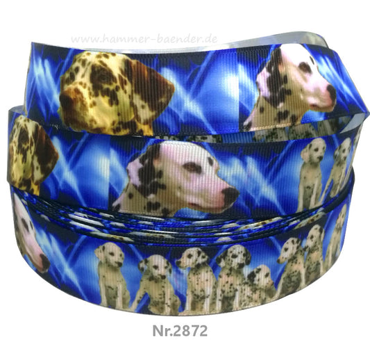 Exklusives Dalmatiner & Welpen -Band im abstrakten Blau-Weiß – 25mm