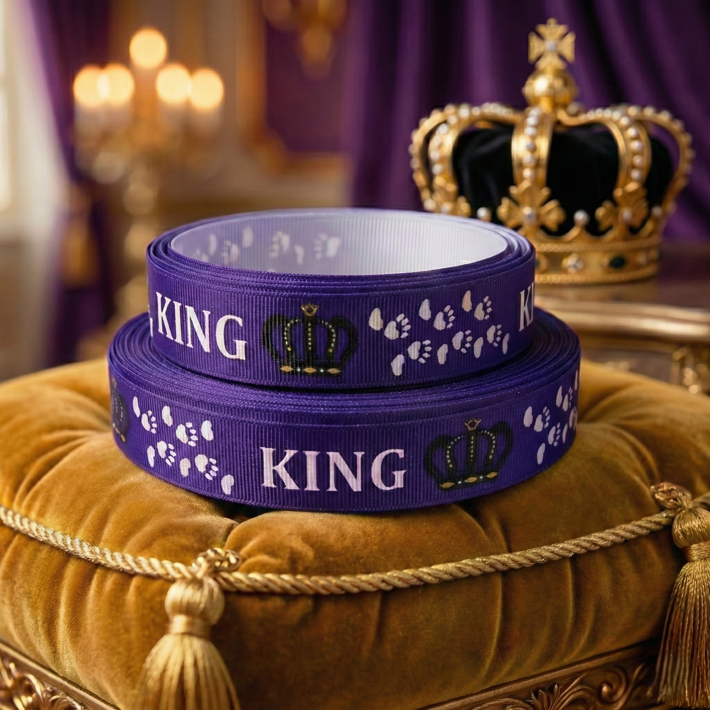 „Royal Majesty – Exklusives 'KING' Ripsband für stolze Vierbeiner“