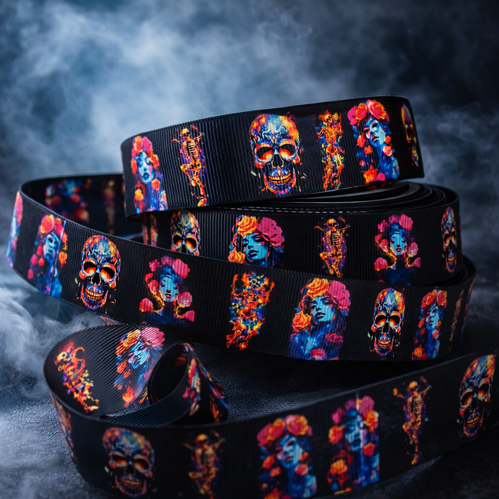 Totenkopf & Schönheiten – Exklusives bedrucktes Band 25mm