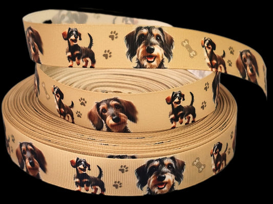German Wirehaired Dachshund & Paws – Exclusive Printed Band 22mm