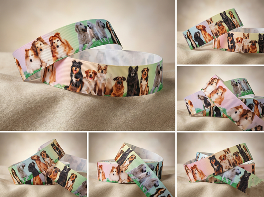Hunde auf der Wiese – Exklusives bedrucktes Band 25mm