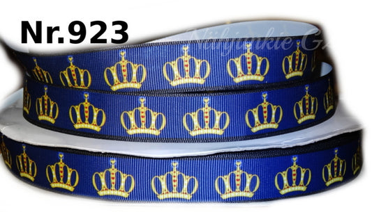 Exklusives Goldene Kronen auf Blau -Band – 22mm