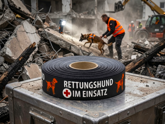 🚑 RETTUNGSHUND IM EINSATZ – Exklusives Ripsband für Diensthunde 🐕🦺 25mm