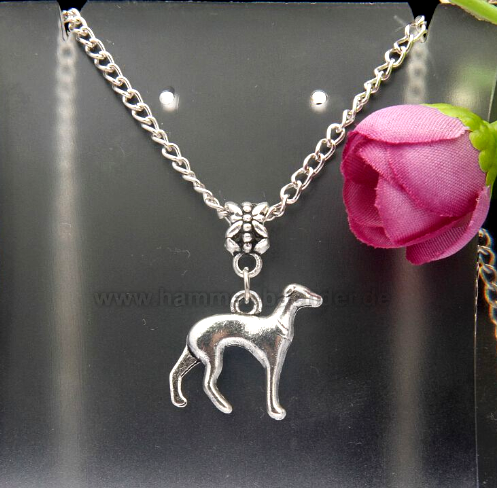 Greyhound necklace and earrings