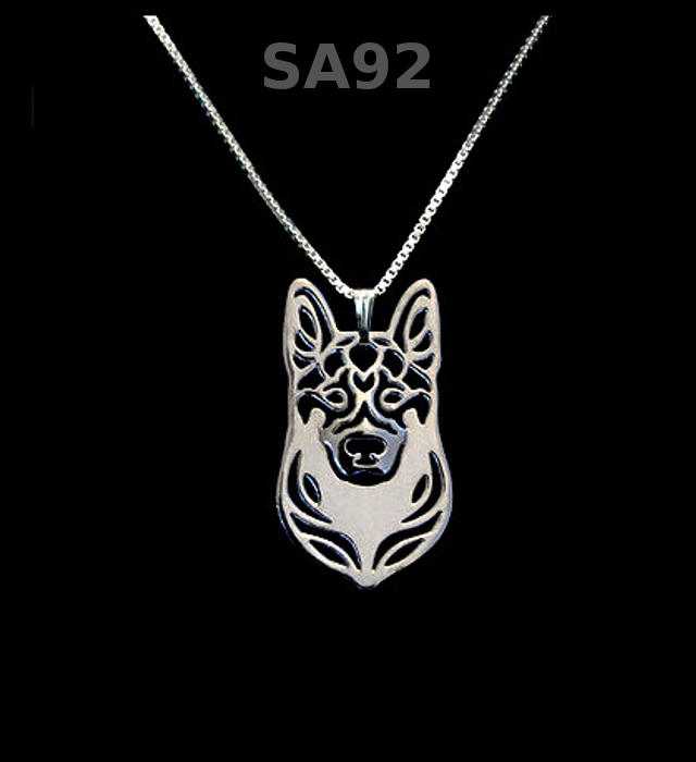 DEUTSCHER SCHÄFERHUND | Halskette mit Anhänger | Versilbert