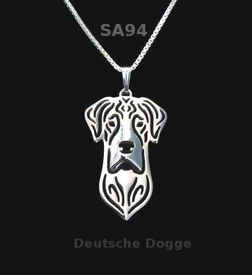 DEUTSCHE DOGGE | Halskette mit Anhänger | Versilbert