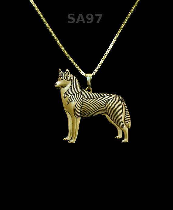 HUSKY (GANZER KÖRPER)| Halskette mit Anhänger | Vergoldet