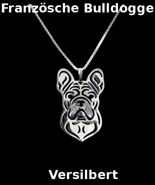 FRANZÖSISCHE BULLDOGGE | Halskette mit Anhänger | Versilbert