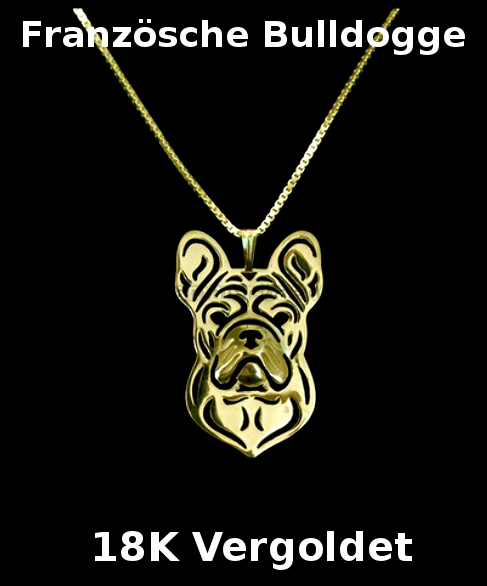 FRANZÖSISCHE BULLDOGGE| Halskette mit Anhänger | Vergoldet