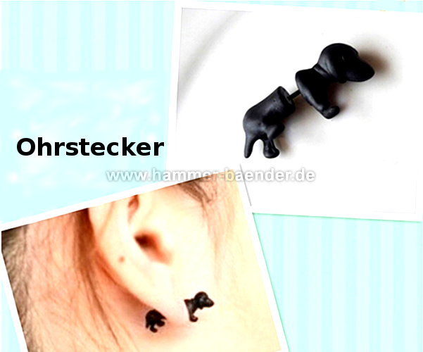 Black dachshund earrings made of aluminum | 20mm size