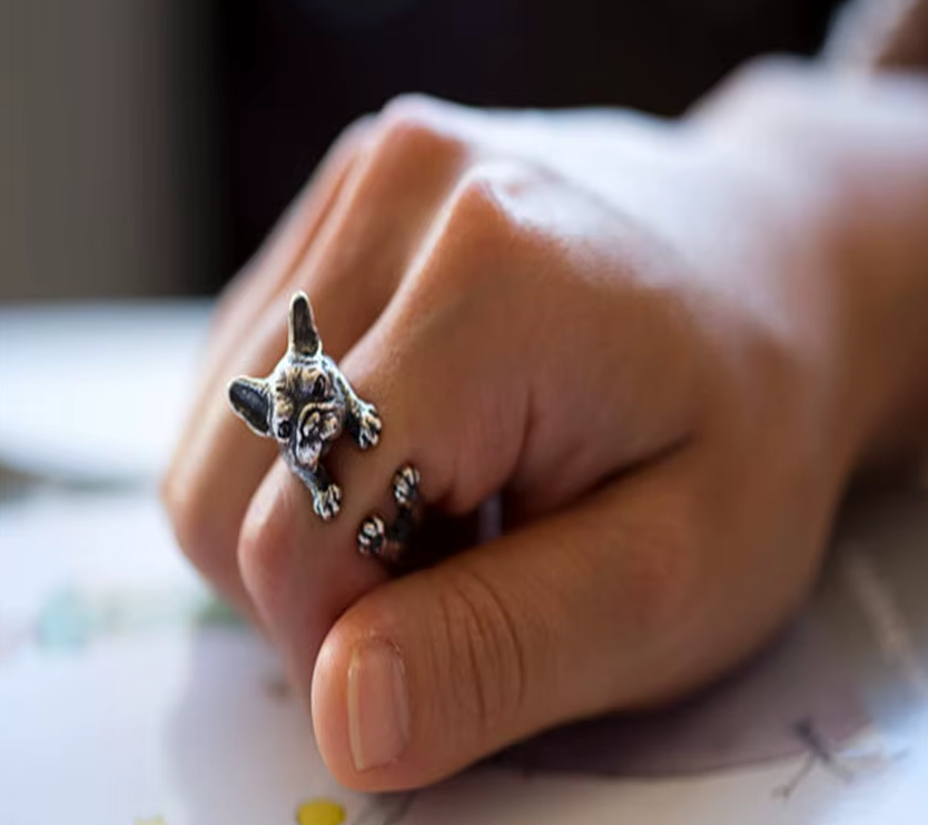 French Bulldog Rings with Color Choice | Customizable & Elegant