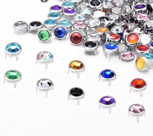 Strass-Krallen-Nieten 8 mm – Funkelnde Vielfalt in Blau (10er Pack)