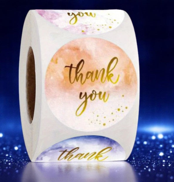 Thank You – Runde Sticker im Aquarellstil