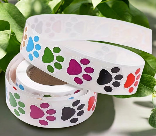 Bunte Pfotenabdruck-Aufkleber, 4 cm