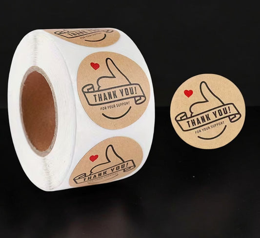 Kraftpapier Etiketten - Aufkleber Thank you for your support (10er Pack)