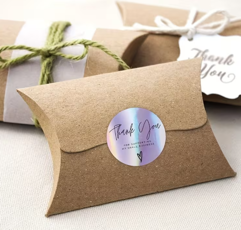 Silver Holographic Thank You Labels