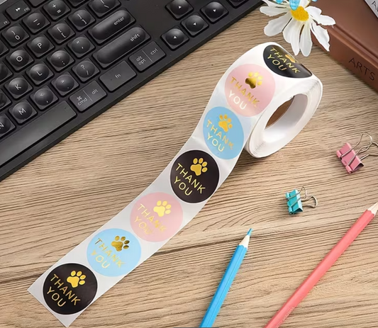 Thank You Aufkleber mit süßem Pfotenabdruck