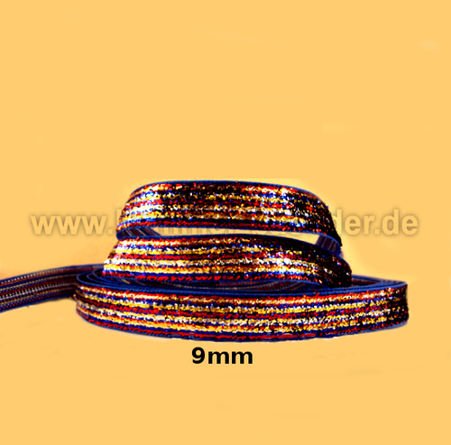 Midnight Spark – Webband in Dunkelblau mit Glitzerstreifen in 9mm