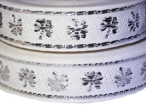 „Silberklee“ – Jacquard-Webband – 16 mm