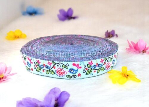 Love Birds – 16 mm Webband in Hellblau